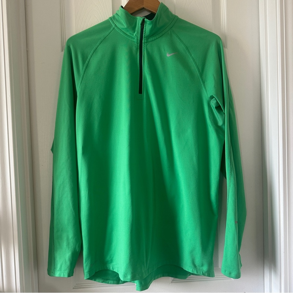 Nike Dri-FIT Element Quarter Zip Long Sleeve Men’s Running Top Size Green Medium